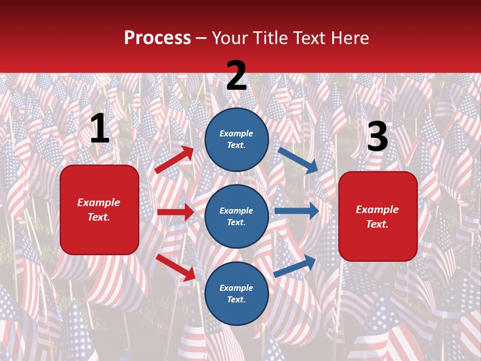 A Field Full Of American Flags With A Name Of Presentation PowerPoint Template