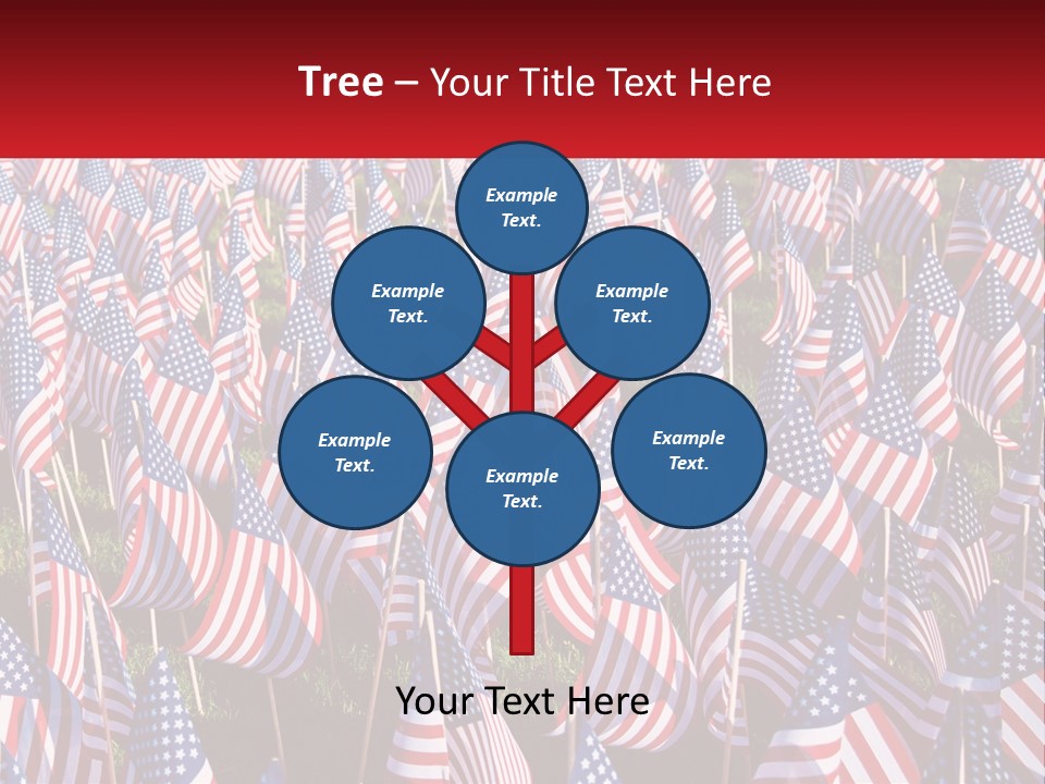 A Field Full Of American Flags With A Name Of Presentation PowerPoint Template