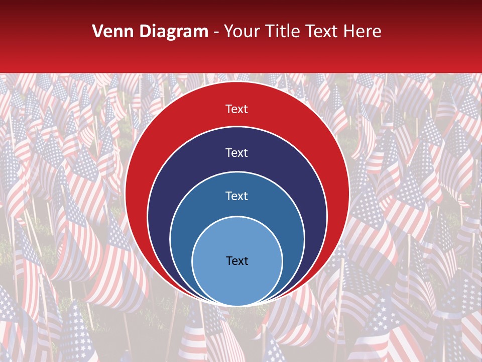 A Field Full Of American Flags With A Name Of Presentation PowerPoint Template