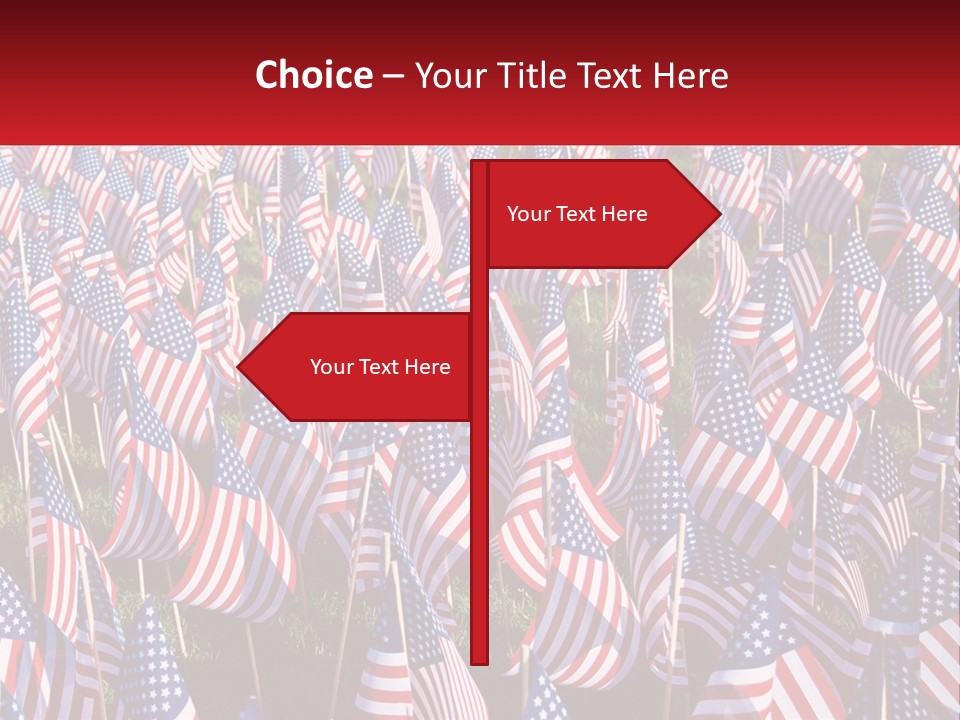 A Field Full Of American Flags With A Name Of Presentation PowerPoint Template