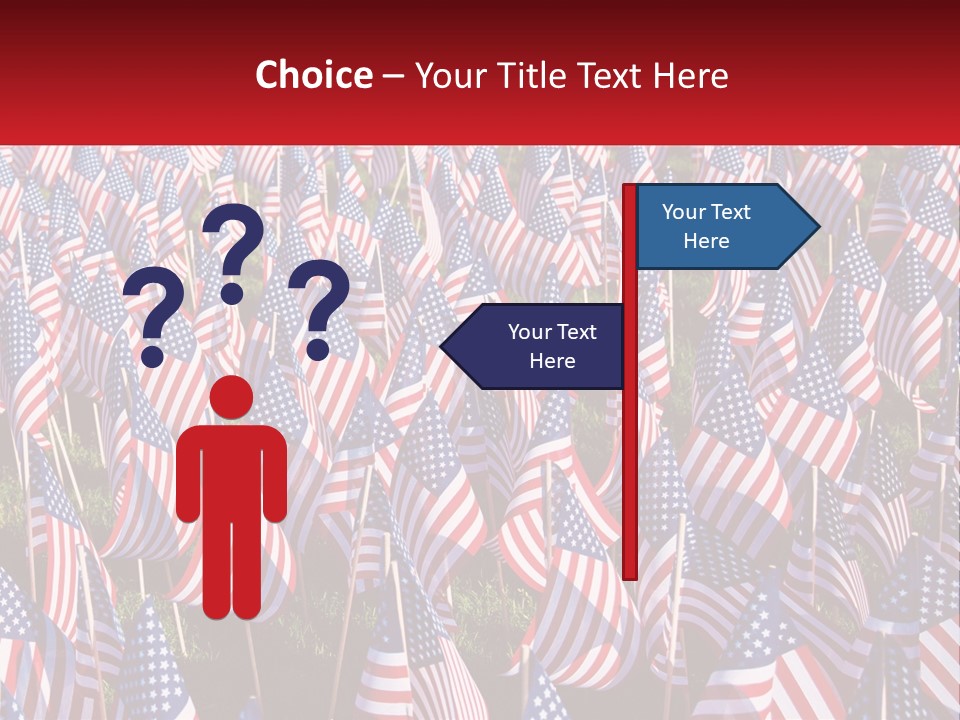 A Field Full Of American Flags With A Name Of Presentation PowerPoint Template
