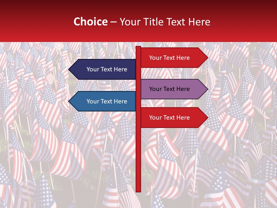 A Field Full Of American Flags With A Name Of Presentation PowerPoint Template