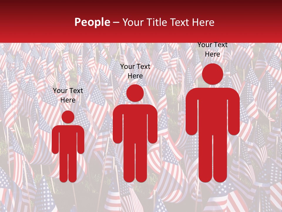 A Field Full Of American Flags With A Name Of Presentation PowerPoint Template