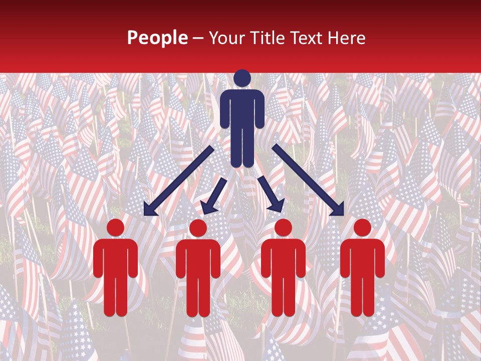 A Field Full Of American Flags With A Name Of Presentation PowerPoint Template