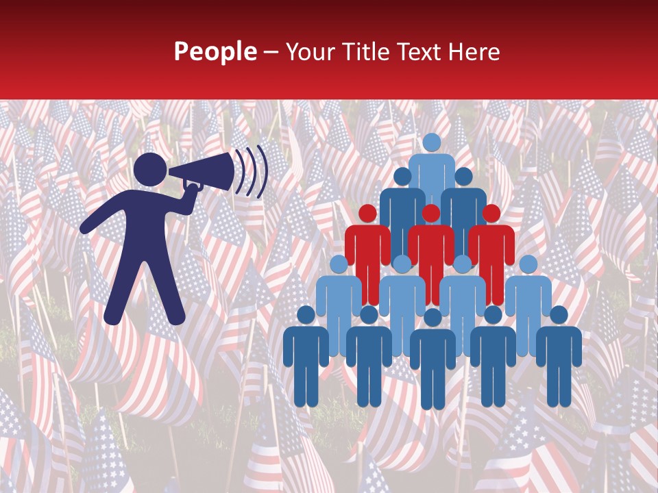 A Field Full Of American Flags With A Name Of Presentation PowerPoint Template
