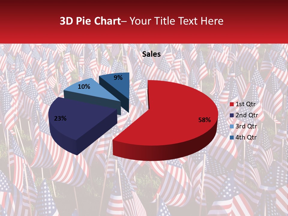 A Field Full Of American Flags With A Name Of Presentation PowerPoint Template