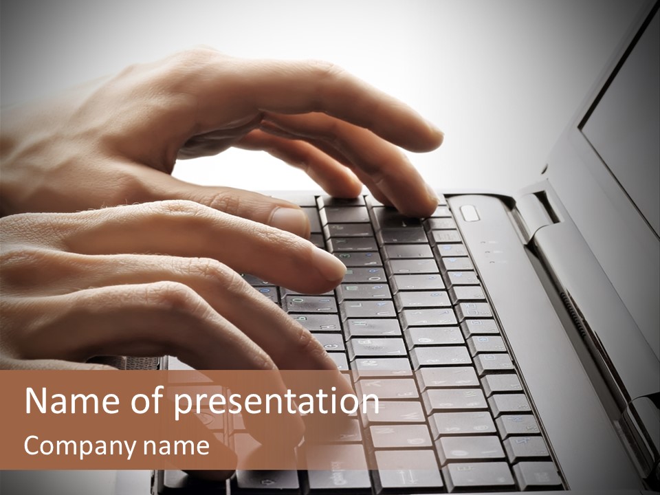 A Person Typing On A Laptop With Their Hands PowerPoint Template