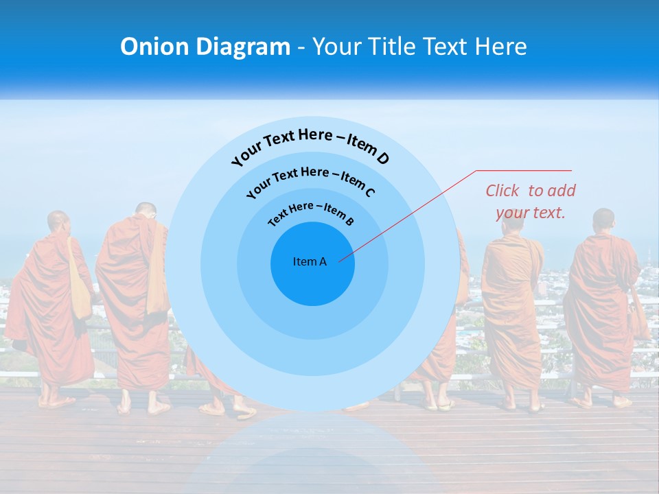 A Group Of Monks Standing On Top Of A Wooden Platform PowerPoint Template
