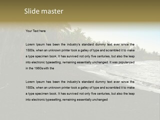 A Black Beach With Palm Trees And Water PowerPoint Template