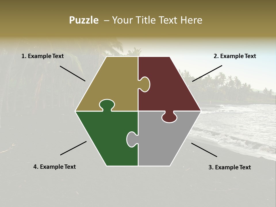 A Black Beach With Palm Trees And Water PowerPoint Template