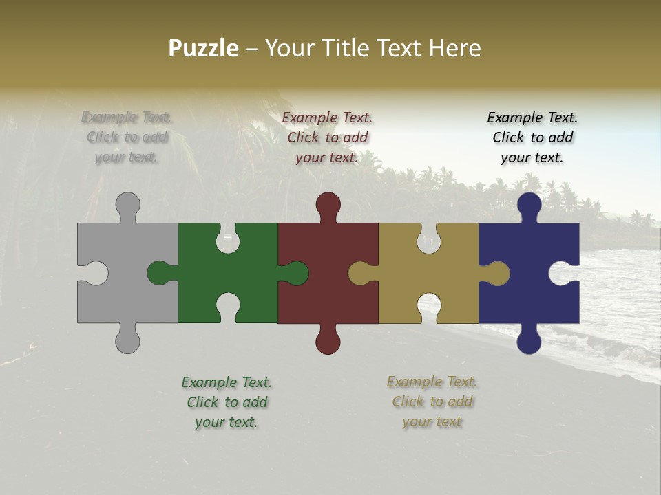 A Black Beach With Palm Trees And Water PowerPoint Template