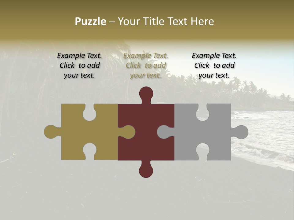 A Black Beach With Palm Trees And Water PowerPoint Template