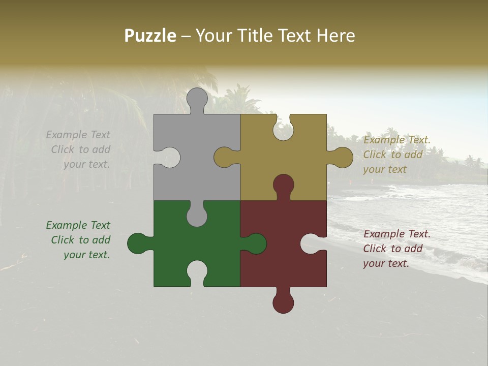 A Black Beach With Palm Trees And Water PowerPoint Template