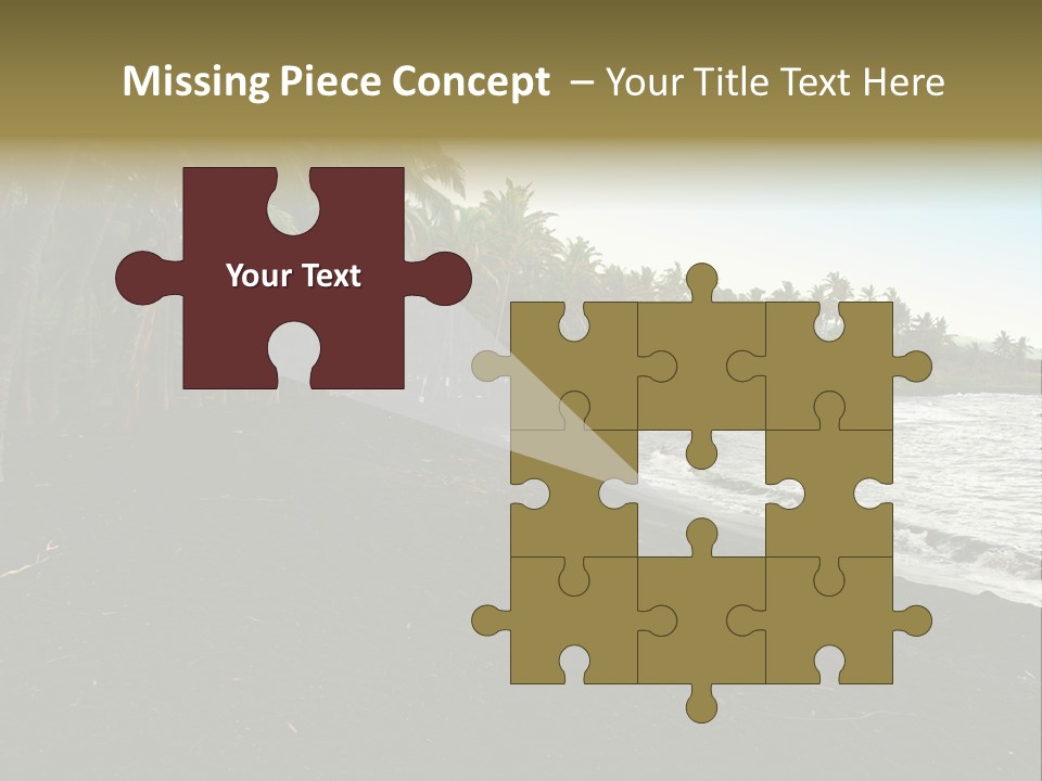 A Black Beach With Palm Trees And Water PowerPoint Template