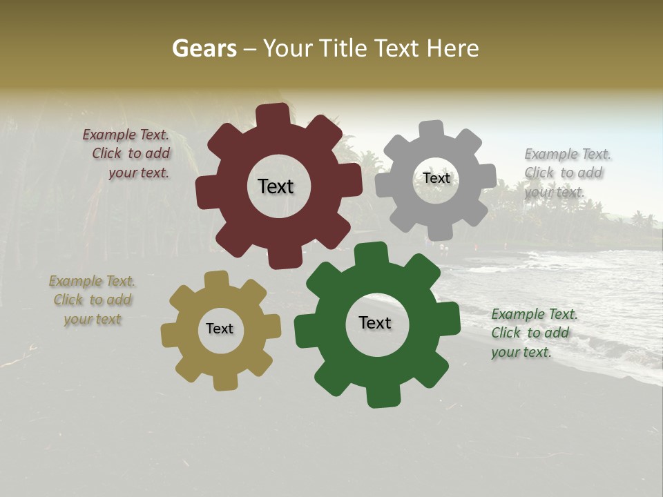 A Black Beach With Palm Trees And Water PowerPoint Template