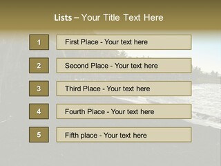 A Black Beach With Palm Trees And Water PowerPoint Template