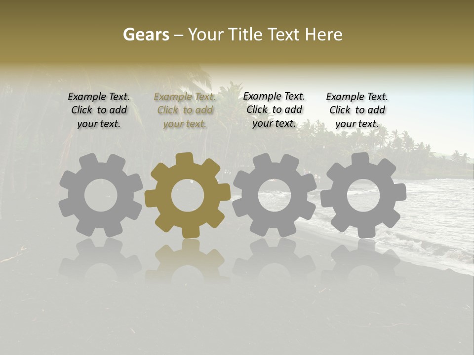 A Black Beach With Palm Trees And Water PowerPoint Template