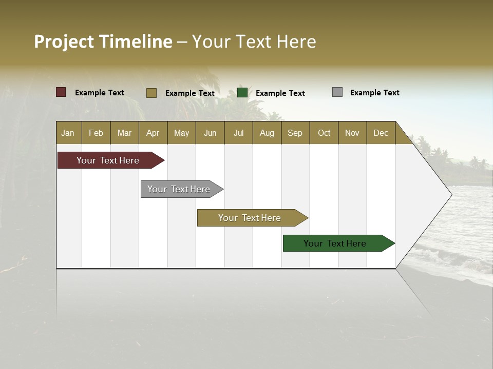 A Black Beach With Palm Trees And Water PowerPoint Template