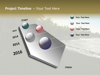 A Black Beach With Palm Trees And Water PowerPoint Template