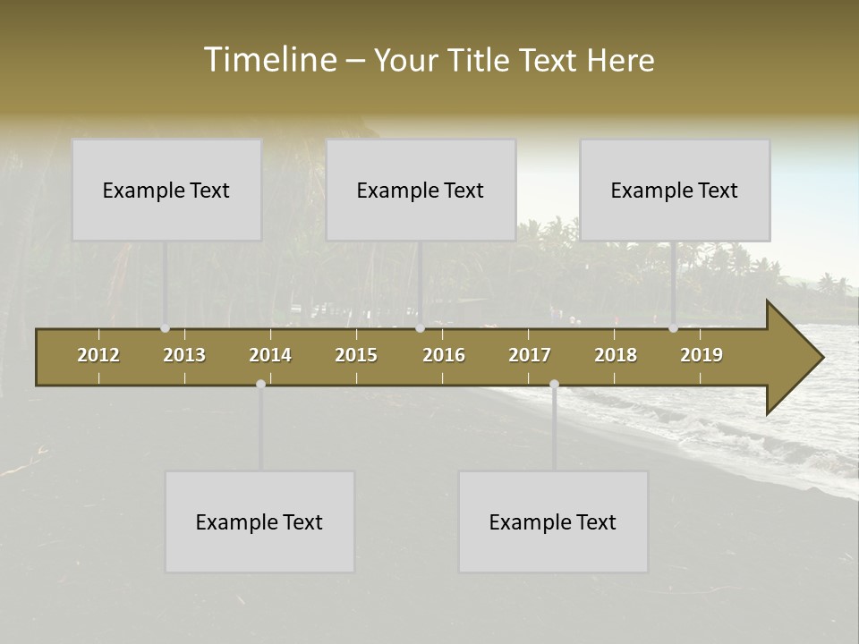 A Black Beach With Palm Trees And Water PowerPoint Template