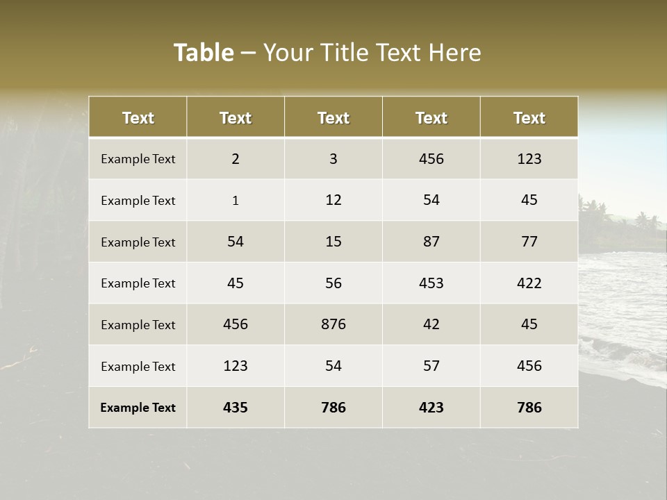 A Black Beach With Palm Trees And Water PowerPoint Template