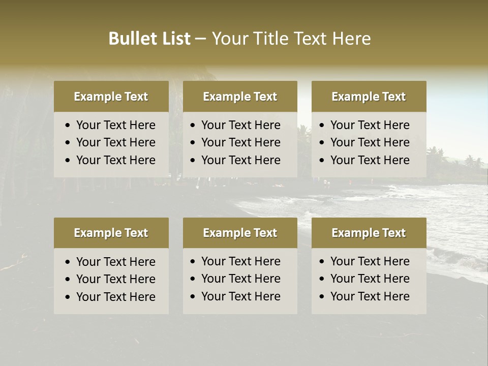 A Black Beach With Palm Trees And Water PowerPoint Template