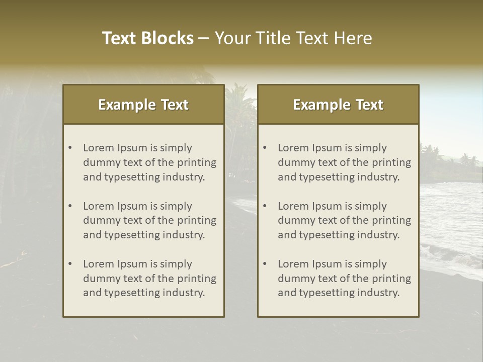 A Black Beach With Palm Trees And Water PowerPoint Template