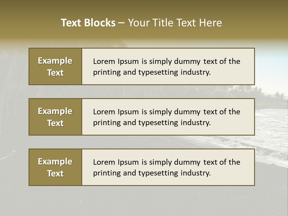 A Black Beach With Palm Trees And Water PowerPoint Template