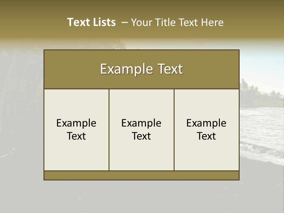 A Black Beach With Palm Trees And Water PowerPoint Template