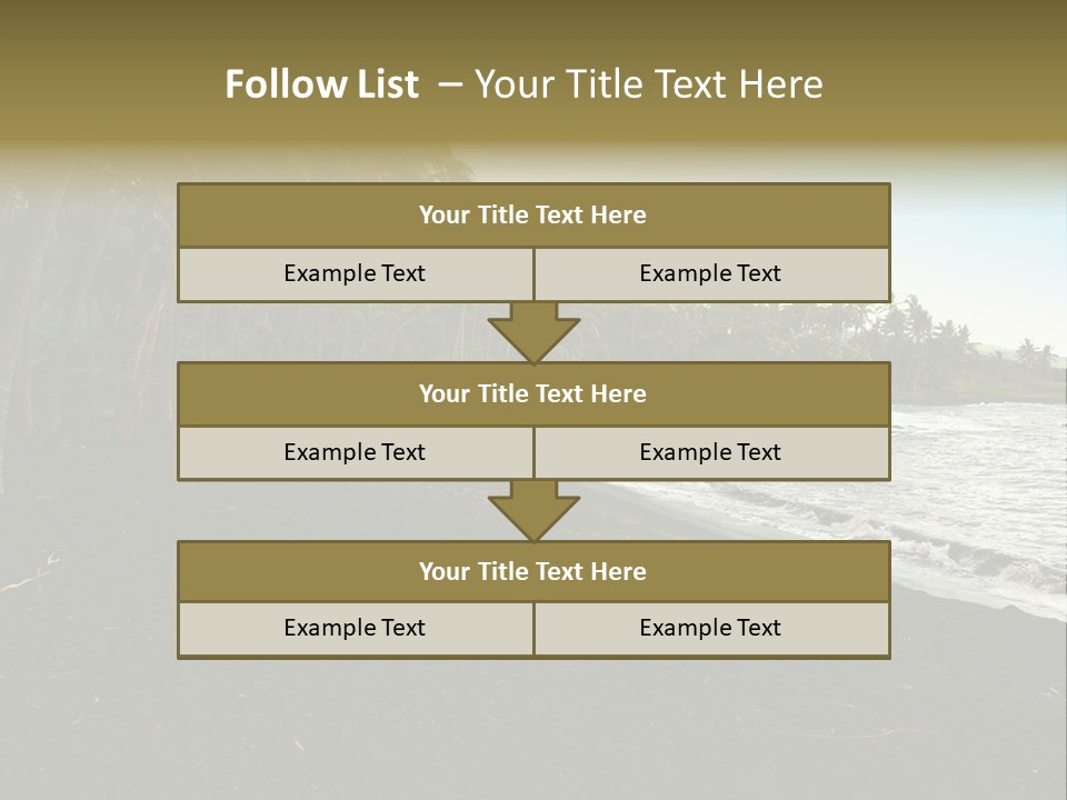 A Black Beach With Palm Trees And Water PowerPoint Template