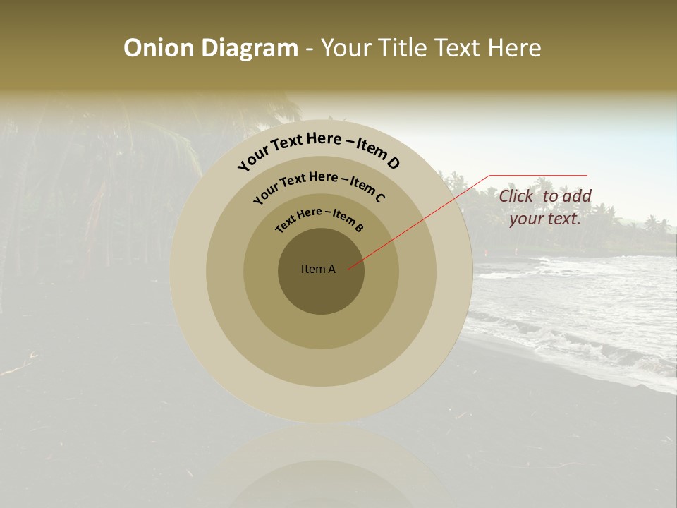 A Black Beach With Palm Trees And Water PowerPoint Template