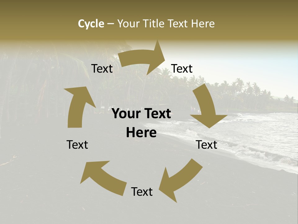 A Black Beach With Palm Trees And Water PowerPoint Template