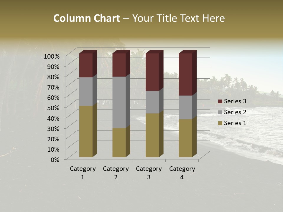 A Black Beach With Palm Trees And Water PowerPoint Template