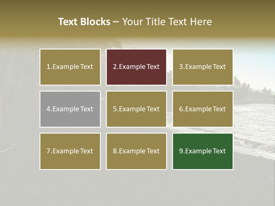 A Black Beach With Palm Trees And Water PowerPoint Template