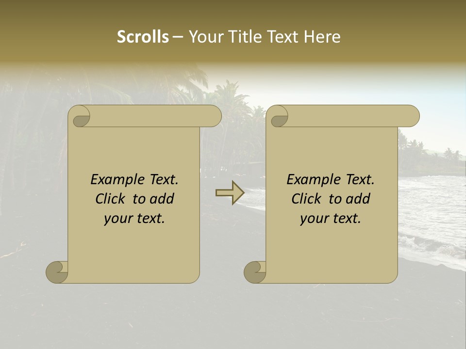 A Black Beach With Palm Trees And Water PowerPoint Template