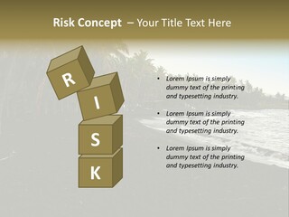 A Black Beach With Palm Trees And Water PowerPoint Template