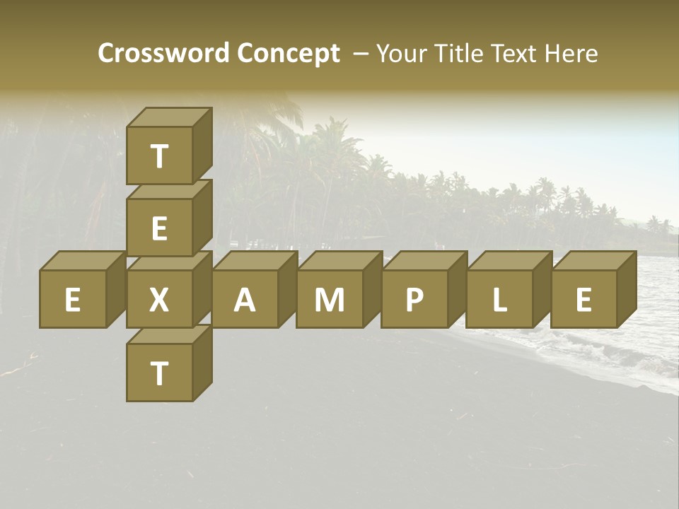 A Black Beach With Palm Trees And Water PowerPoint Template