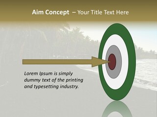 A Black Beach With Palm Trees And Water PowerPoint Template