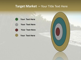 A Black Beach With Palm Trees And Water PowerPoint Template