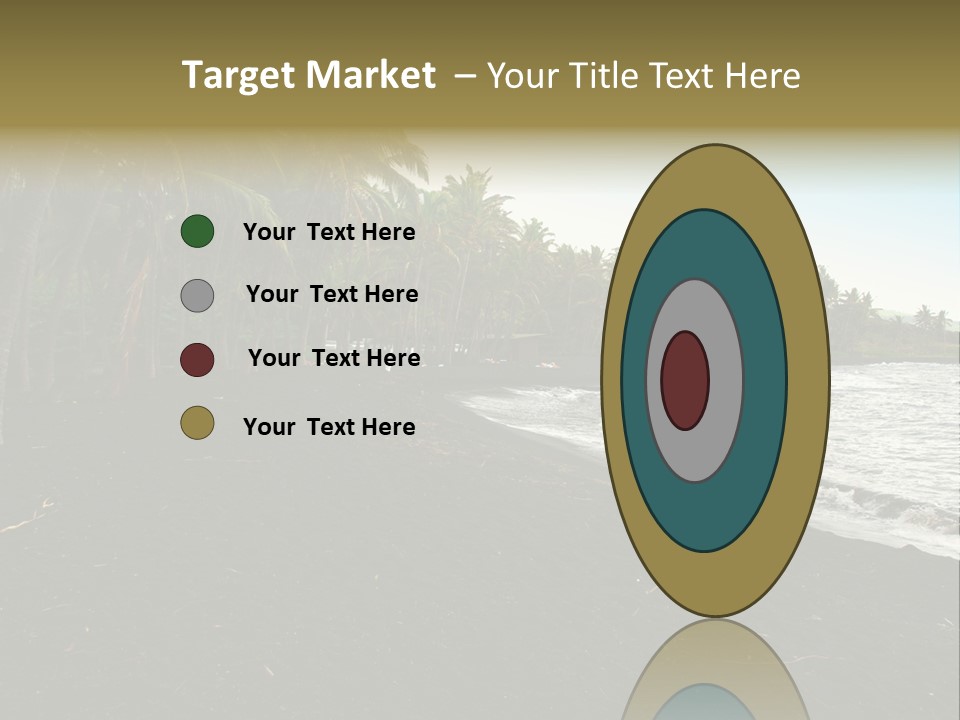 A Black Beach With Palm Trees And Water PowerPoint Template