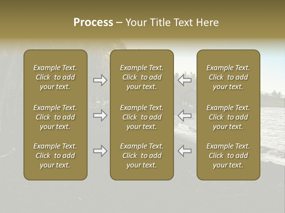 A Black Beach With Palm Trees And Water PowerPoint Template