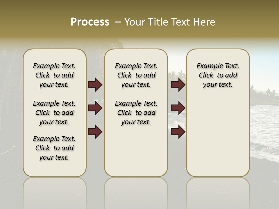 A Black Beach With Palm Trees And Water PowerPoint Template