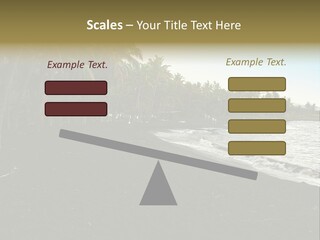 A Black Beach With Palm Trees And Water PowerPoint Template