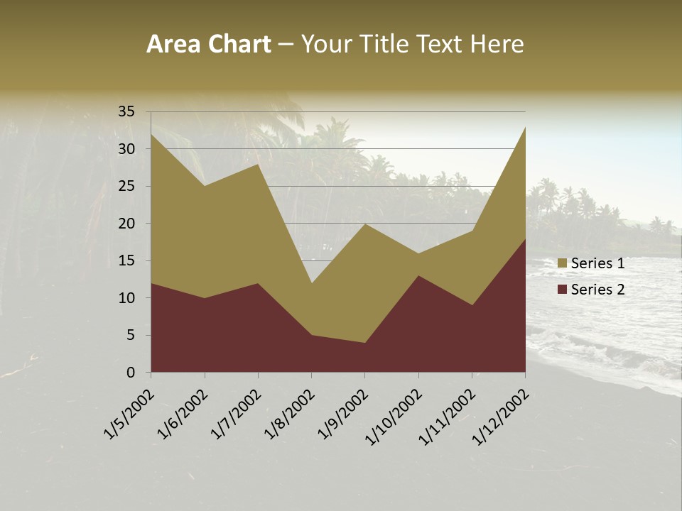 A Black Beach With Palm Trees And Water PowerPoint Template