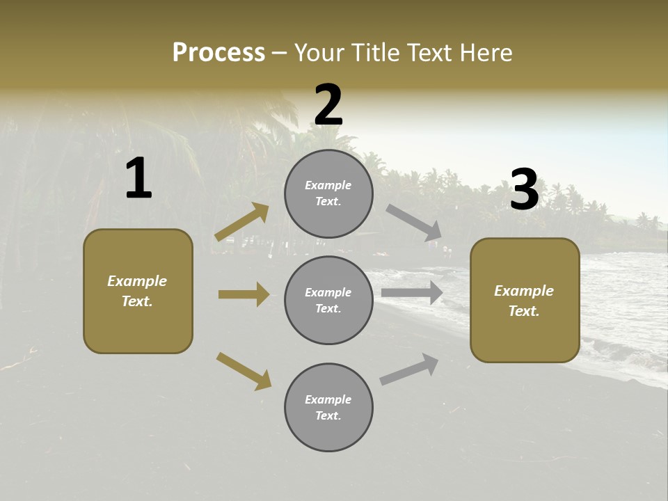 A Black Beach With Palm Trees And Water PowerPoint Template