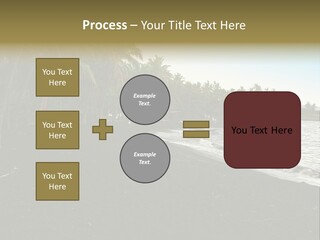 A Black Beach With Palm Trees And Water PowerPoint Template