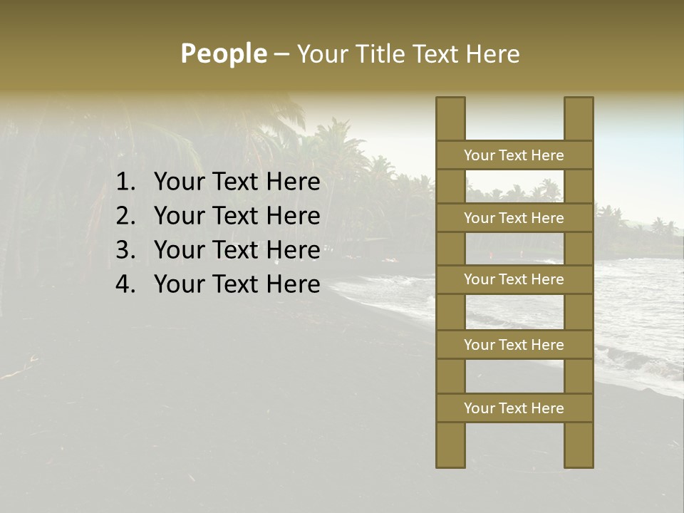 A Black Beach With Palm Trees And Water PowerPoint Template