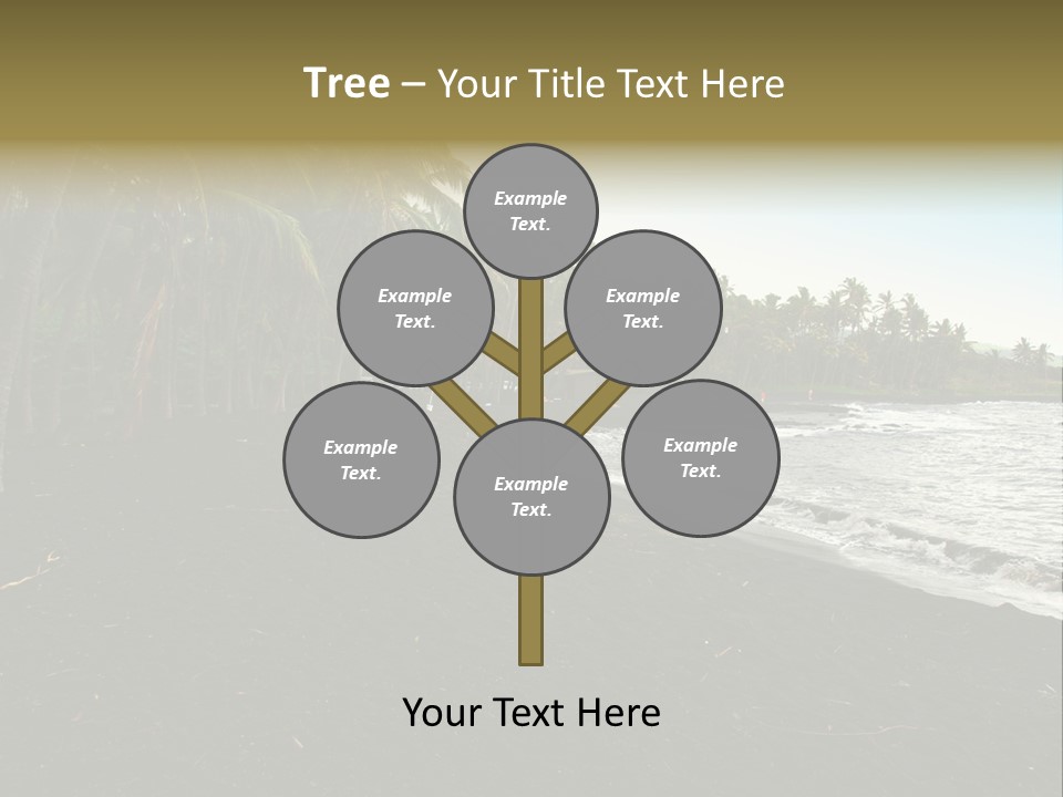 A Black Beach With Palm Trees And Water PowerPoint Template