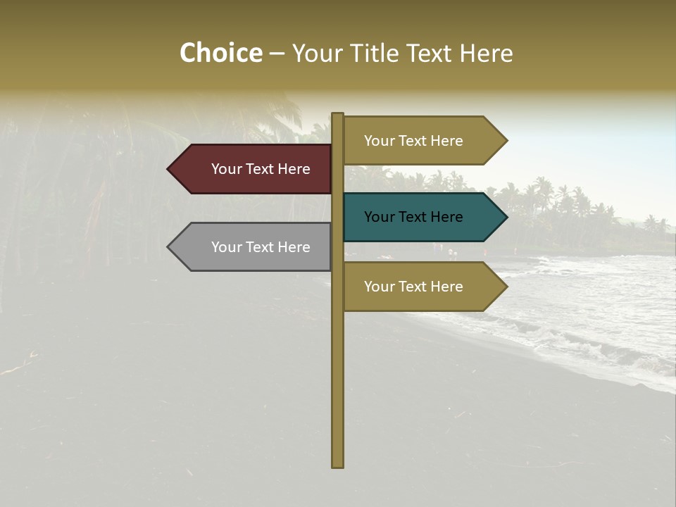 A Black Beach With Palm Trees And Water PowerPoint Template