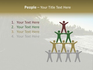 A Black Beach With Palm Trees And Water PowerPoint Template